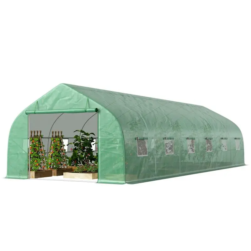 Tunnel Greenhouse with PE Cover and 12 Windows
