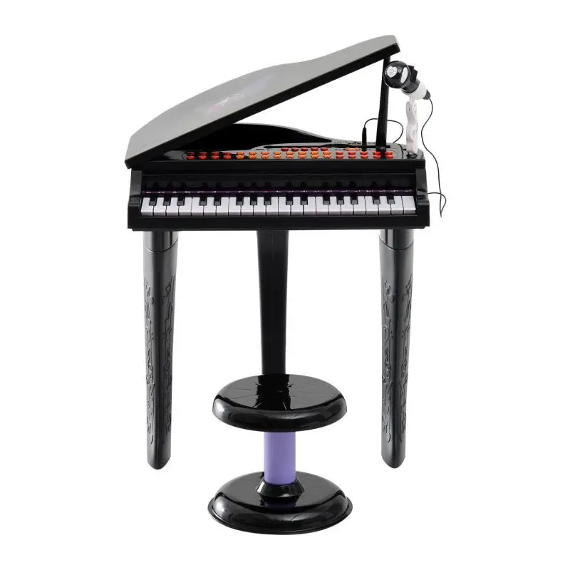 Kids Keyboard with Stool and Microphone, Black