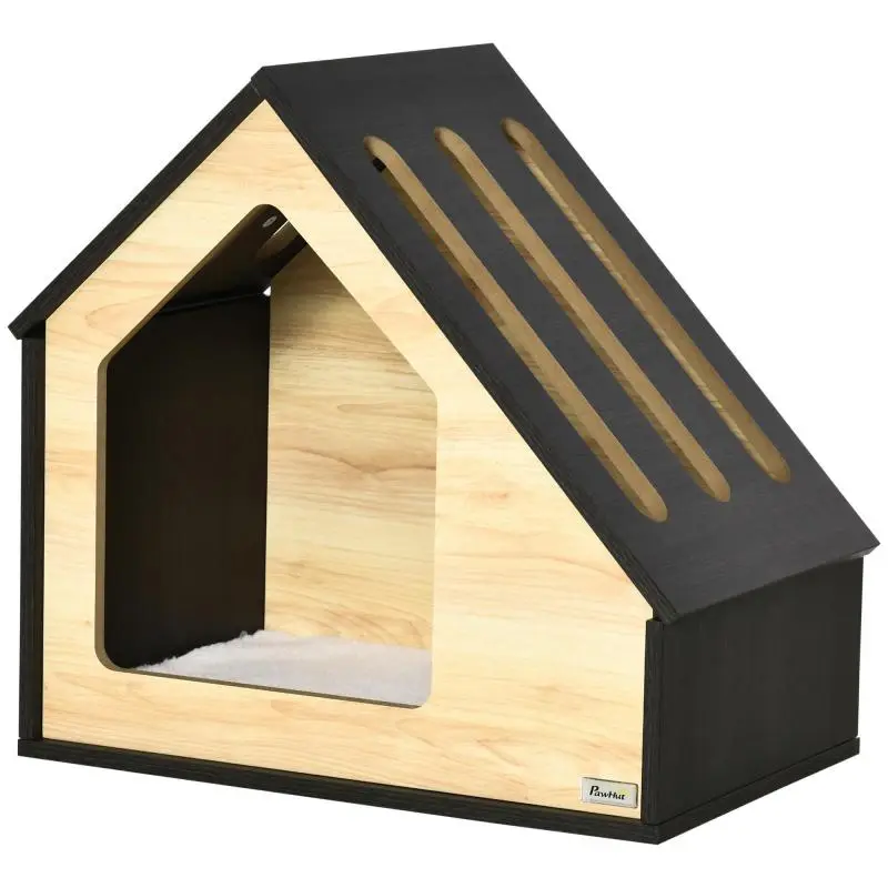 Indoor Dog House with Cushion, Brown
