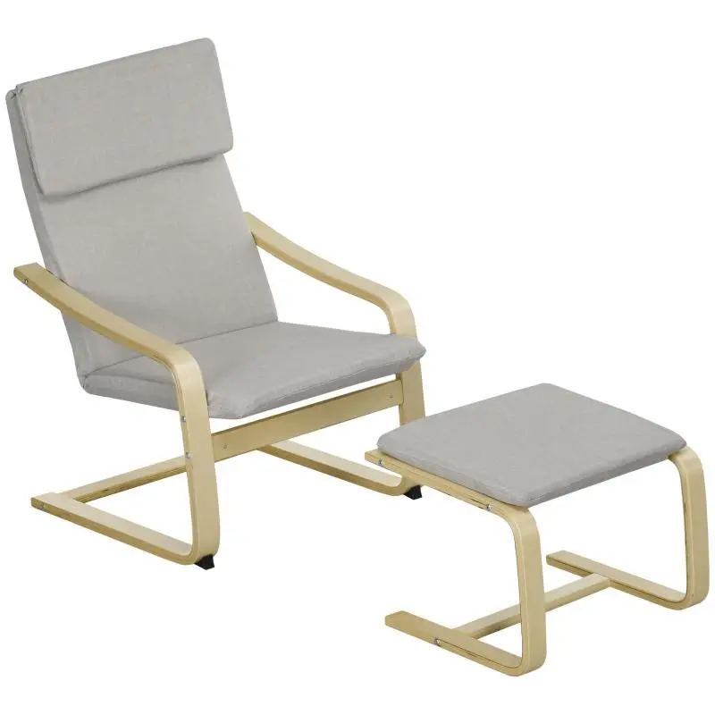 Light Grey Lounge Chair with Ottoman