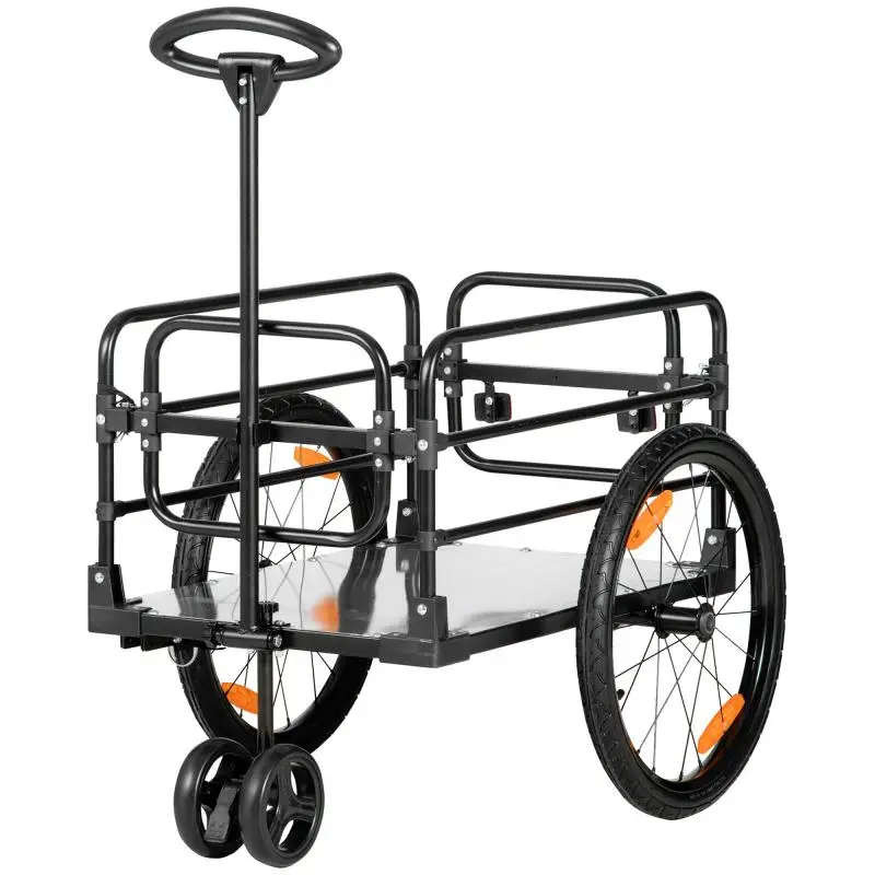 Cargo Trailer and Handcart, 130 cm, Black and Grey