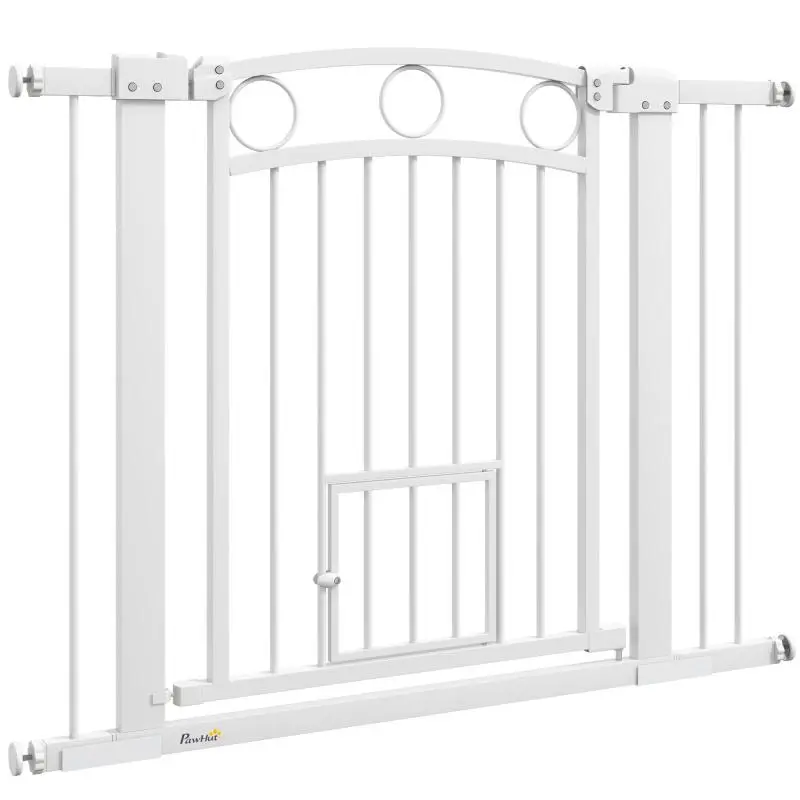 Pet Gate with Cat Door, 77 cm, White