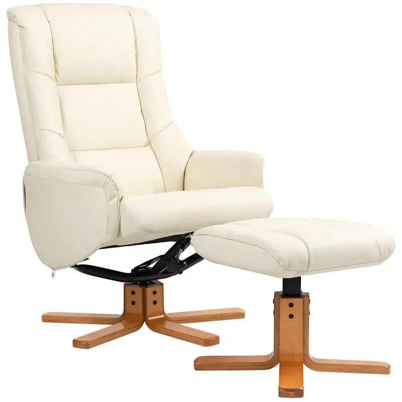 Recliner with Ottoman, Cream White