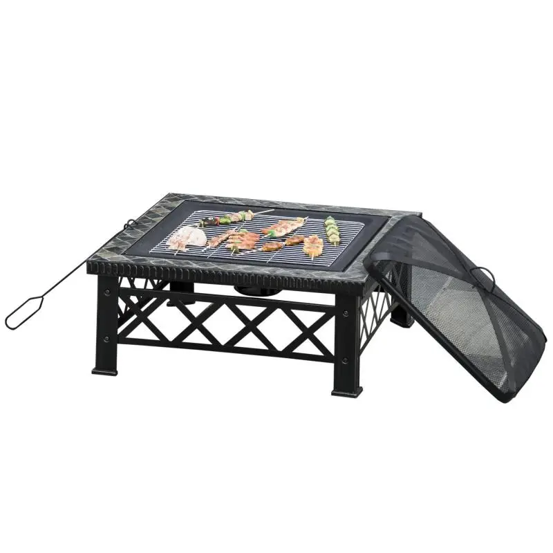 3-In-1 Fire Pit with Grill Grate, 76 cm