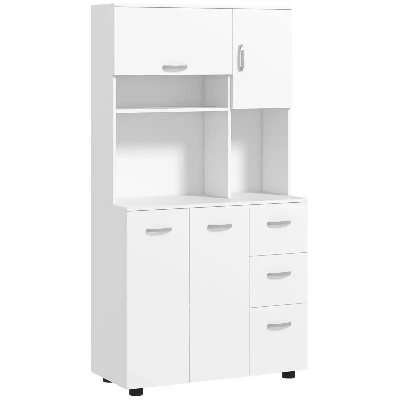 Kitchen cabinet, buffet, 3 drawers, 3 shelves, plenty of storage space, 89x39.5x168cm, white