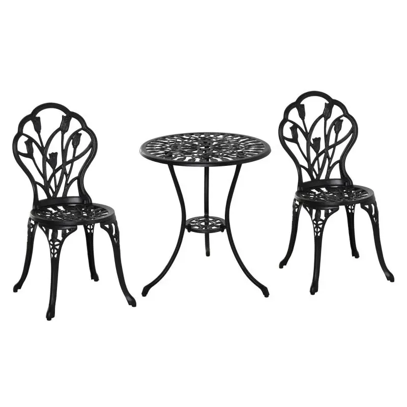 2-Person Bistro Set with Round Table, Black