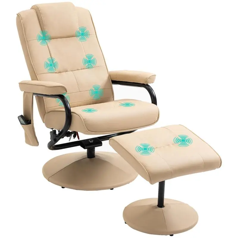 Recliner Chair with Ottoman, Cream White