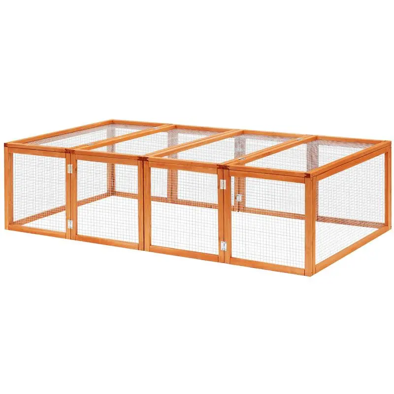 Wooden Rabbit Hutch with Hinged Roof, 181 x 100 x 48 cm