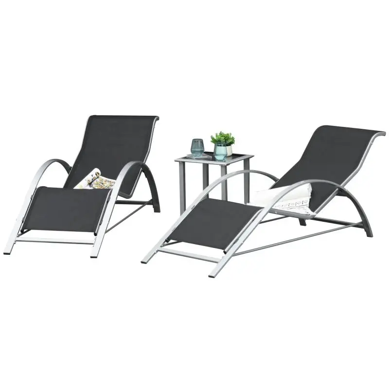 3-Piece Metal Mesh Garden Lounger Set
