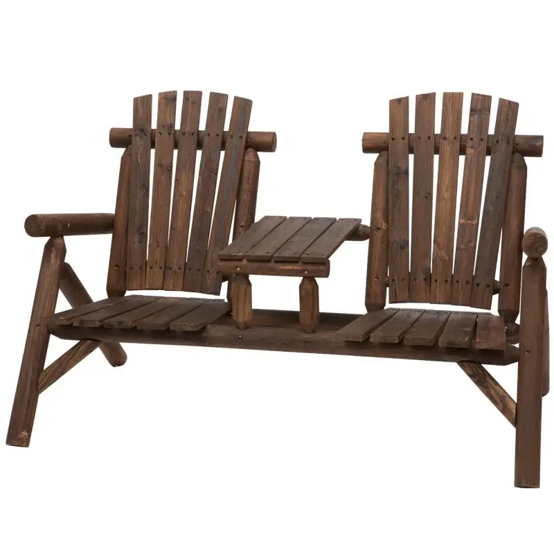Garden Bench with Table, Brown