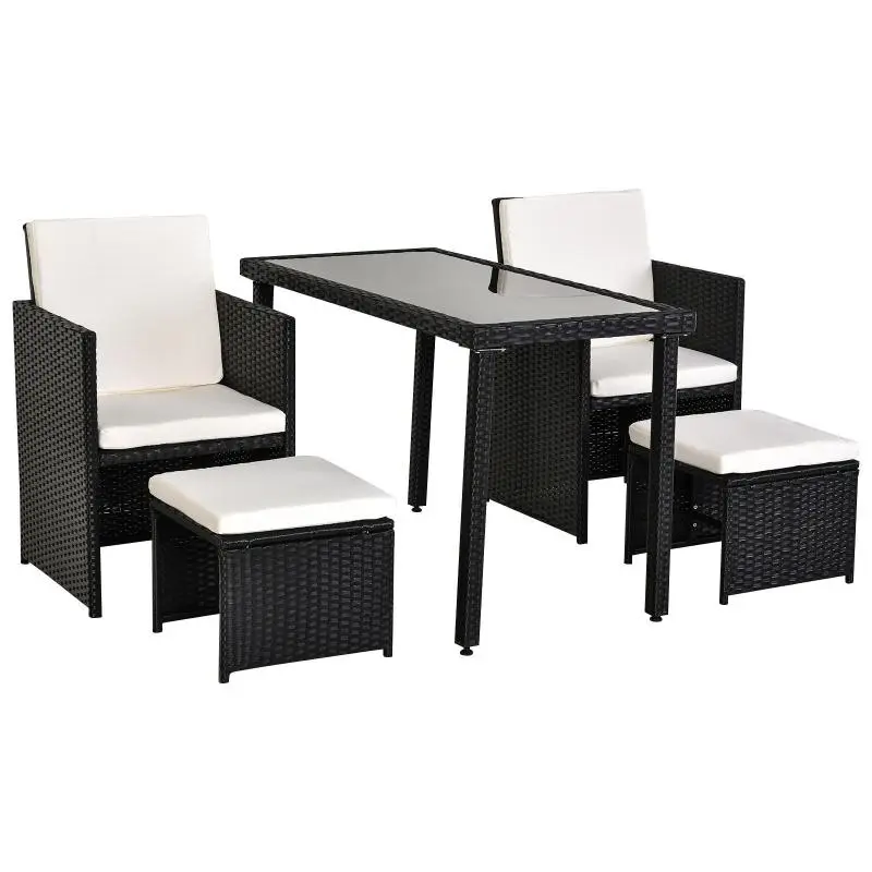 11-Piece Poly-Rattan Dining Set with Cushions