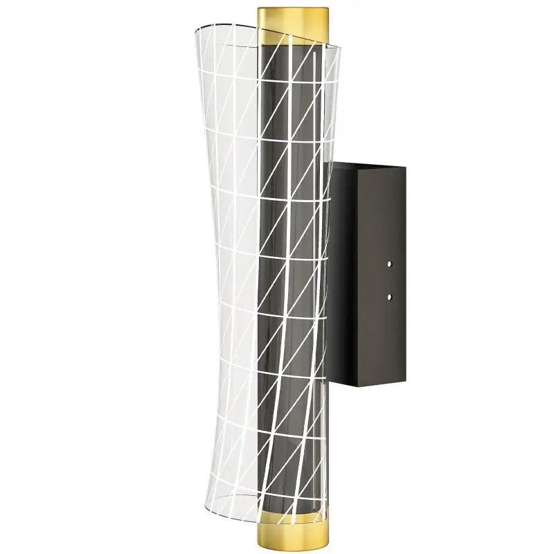 LED Wall Light with Geometric Grid Design, Black