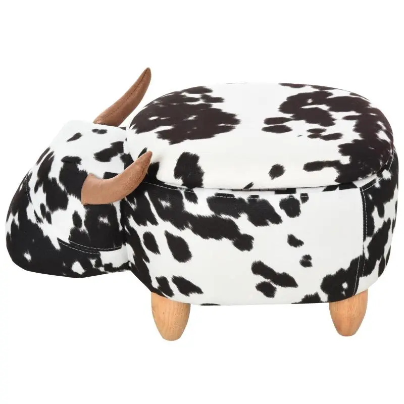 Animal-Shaped Storage Stool, Black and White, 62 cm