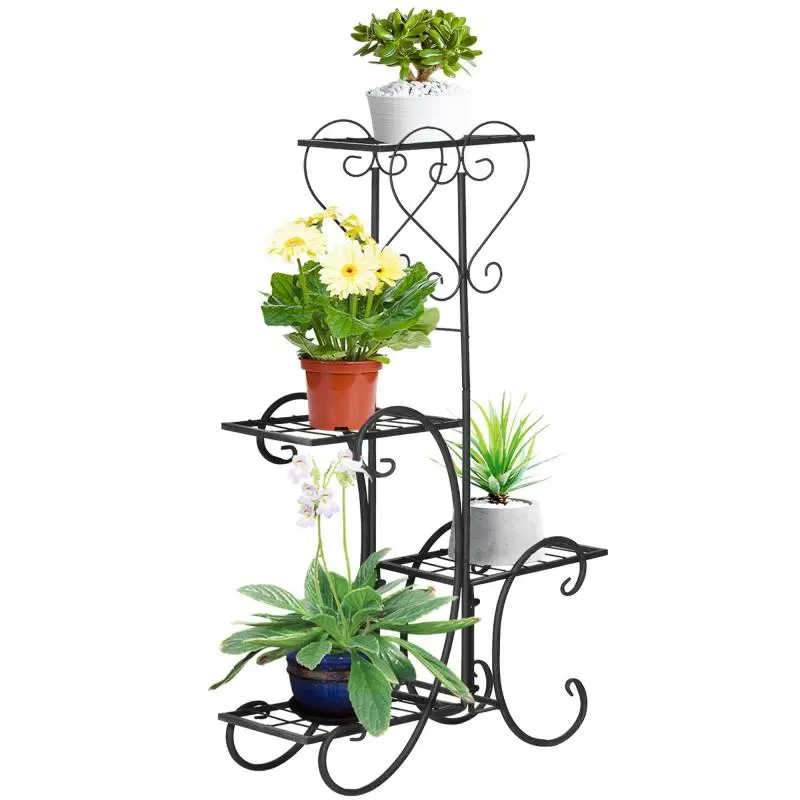 4-Tier Metal Plant Stand, Black