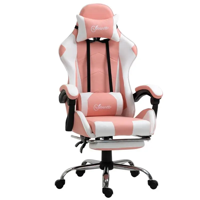 Gaming Office Chair With Footrest, Pink