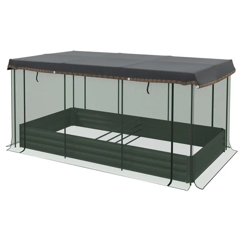 Raised Garden Bed with Net and Sunshade, 230 cm