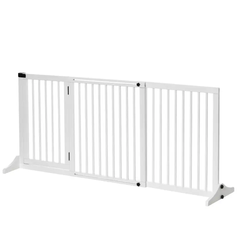Freestanding Adjustable Wooden Dog Barrier, 113–166 cm