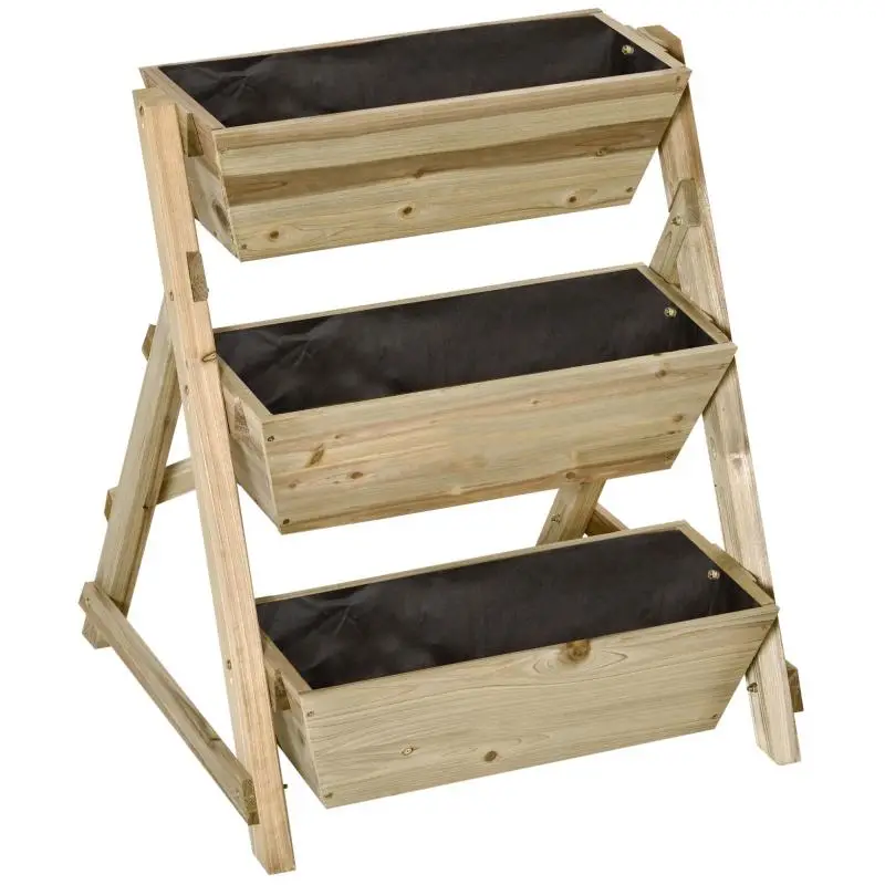 Wooden Tiered Plant Stand with 3 Shelves