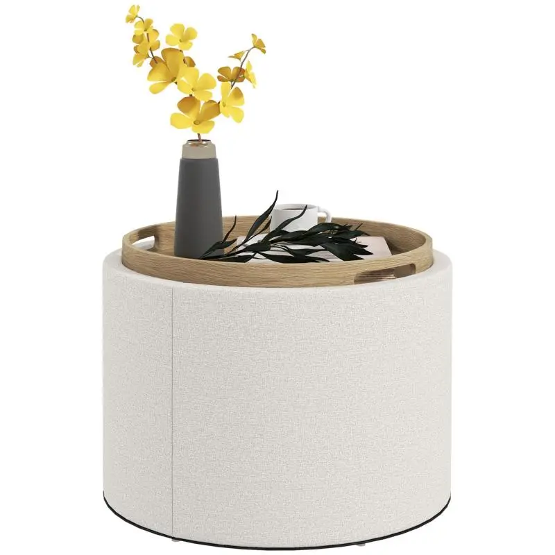 Upholstered Storage Stool with Reversible Lid