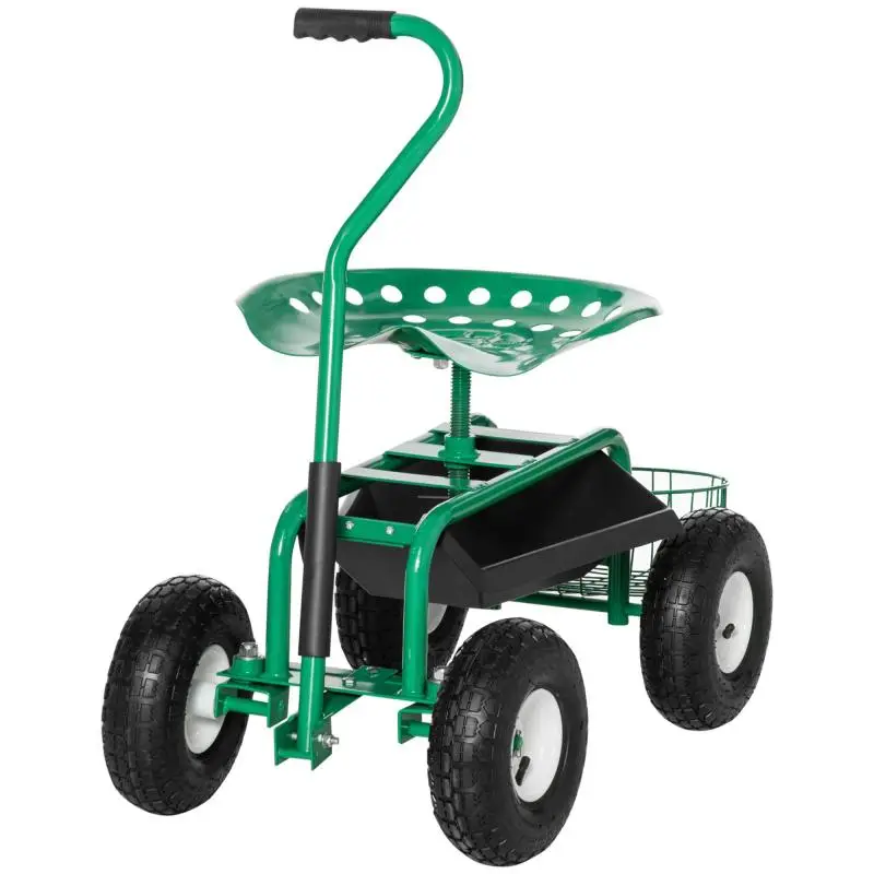 Rolling Garden Seat with Tray and Handle