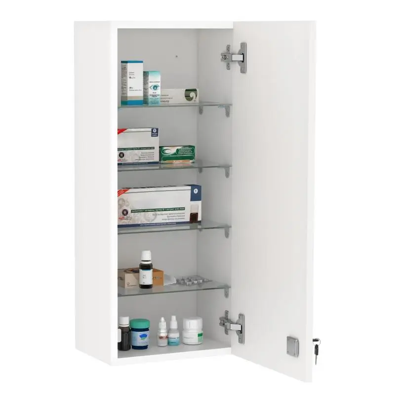 Lockable Wall-Mounted Medicine Cabinet, White, 70 cm