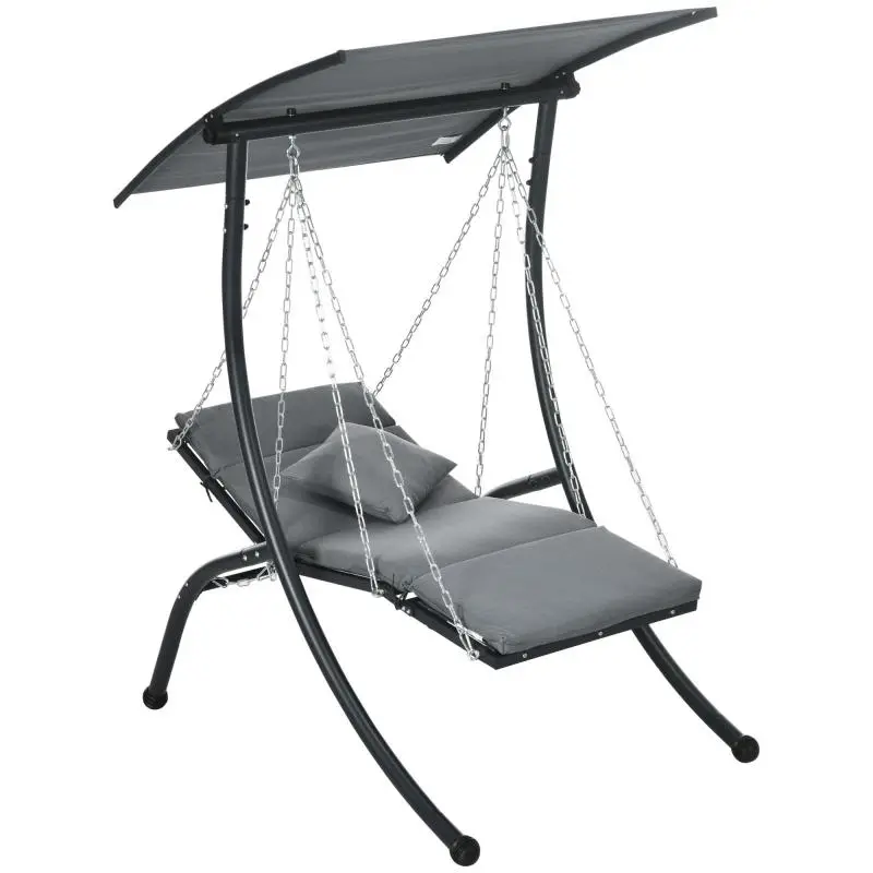Hanging Lounger with Tilting Canopy, 108 x 145 x 169 cm