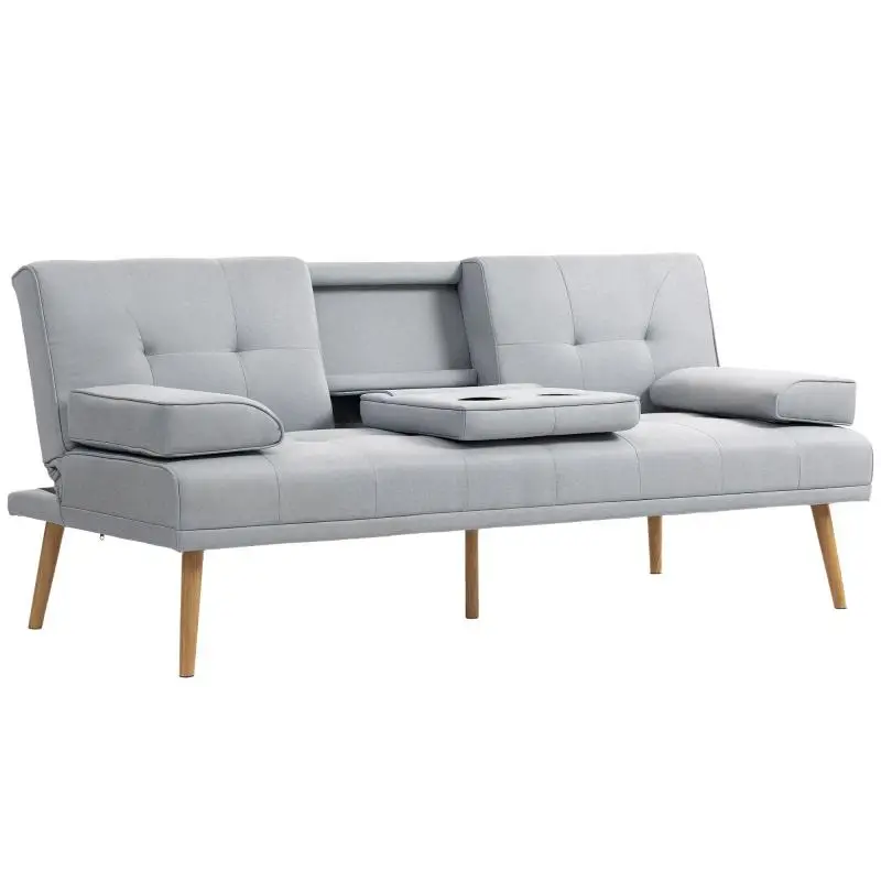 3-Seater Sofa Bed with Table and Cup Holders