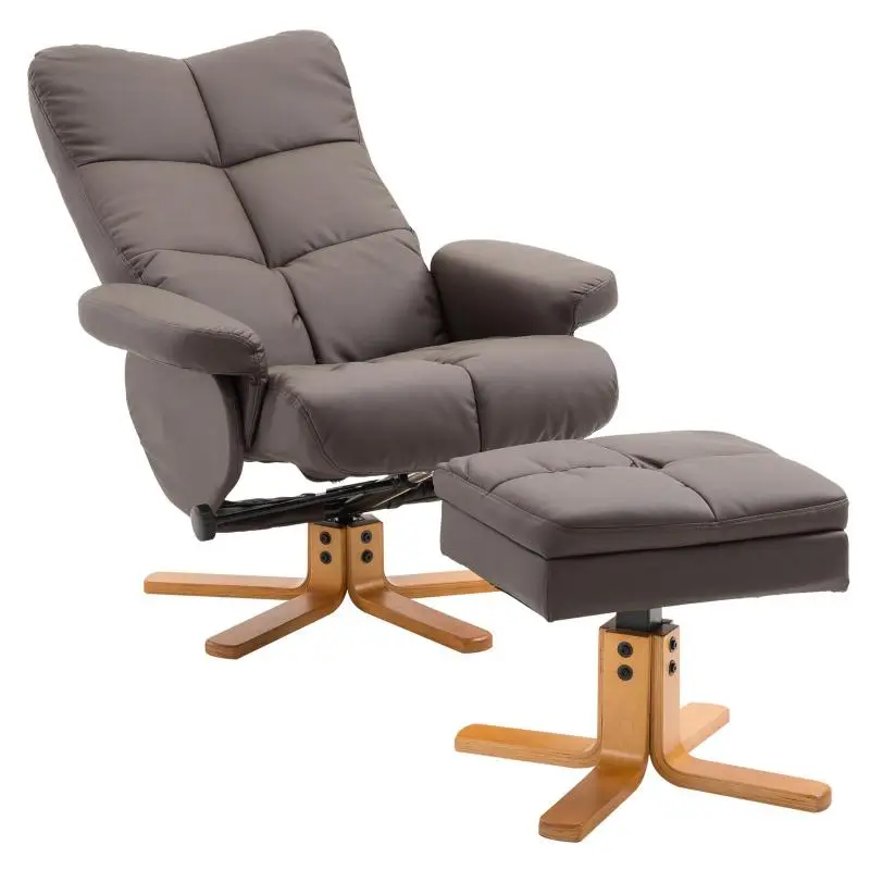 Swivel Recliner Chair with Ottoman, Brown