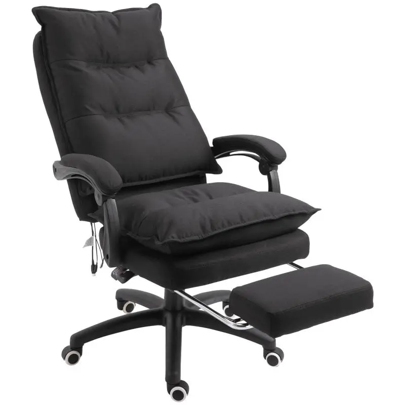 Office Chair with Massage and Footrest, Black