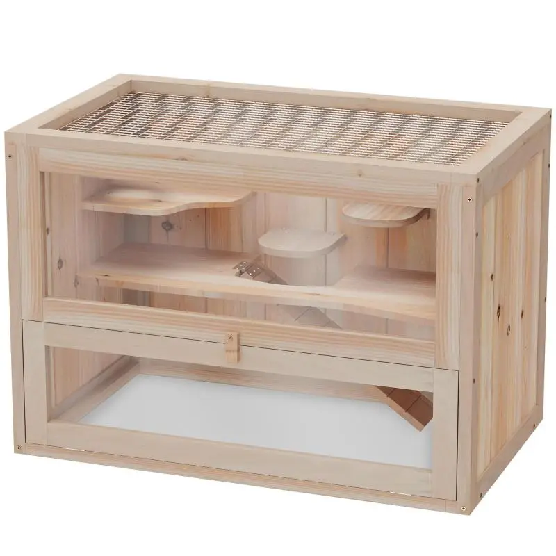 Wooden Hamster Cage 2-Tier 60 x 35 x 42 cm