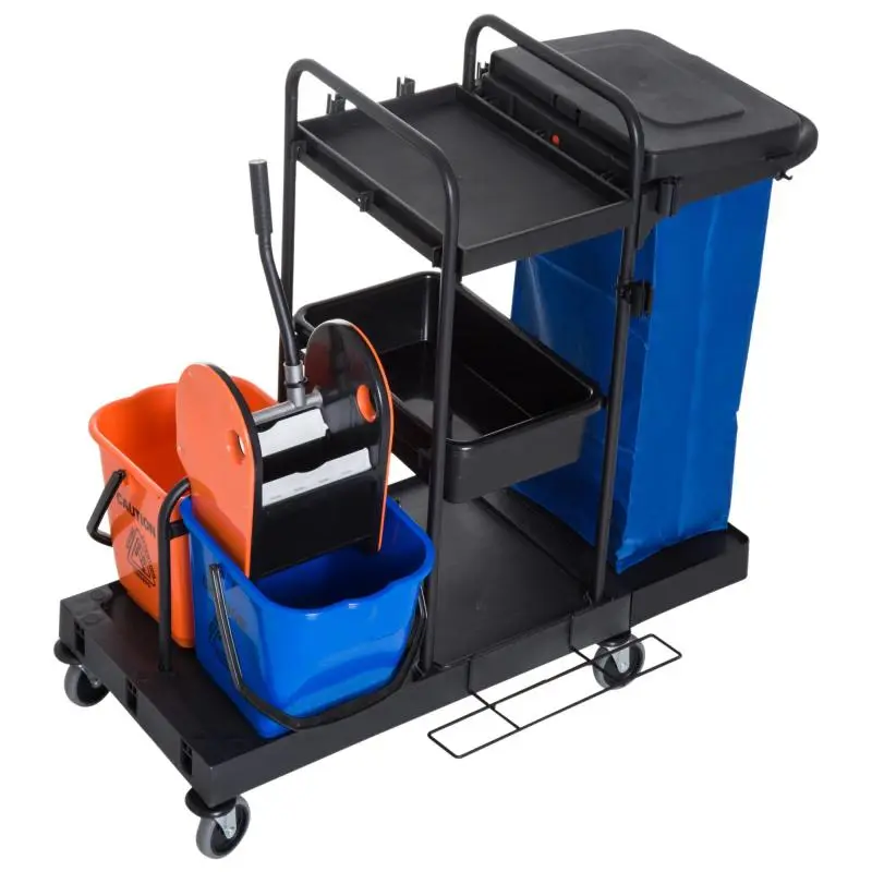 3-Tier Cleaning Trolley with 2 x 18L Buckets