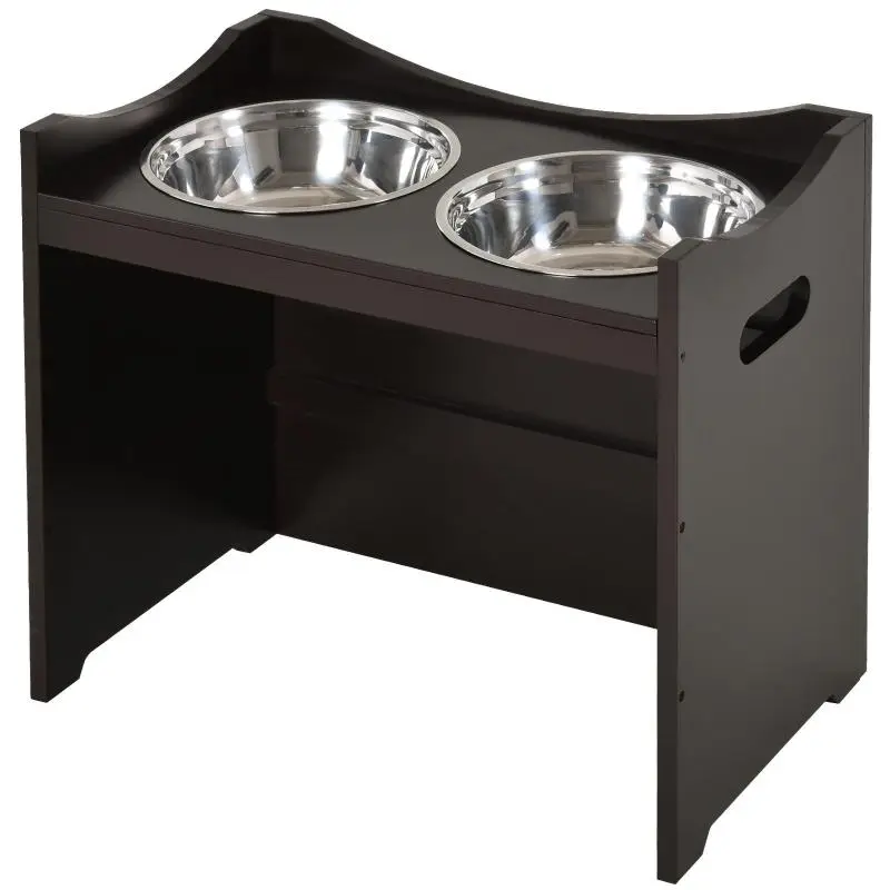 Height-Adjustable Elevated Dog Bowl Station, Coffee