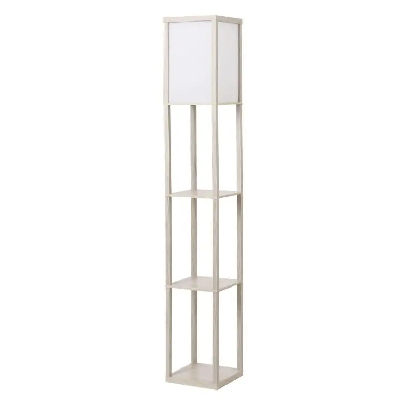 Floor Lamp with Shelves, 160 cm, Oak and White