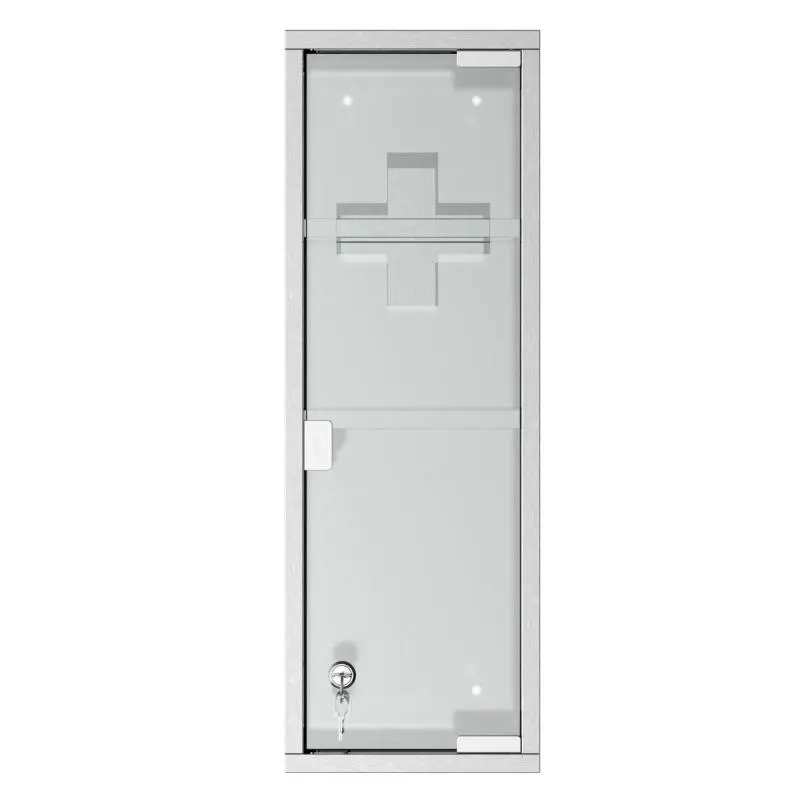 Wall-Mounted Medicine Cabinet with Glass Door, 20 x 12 x 58 cm, Silver