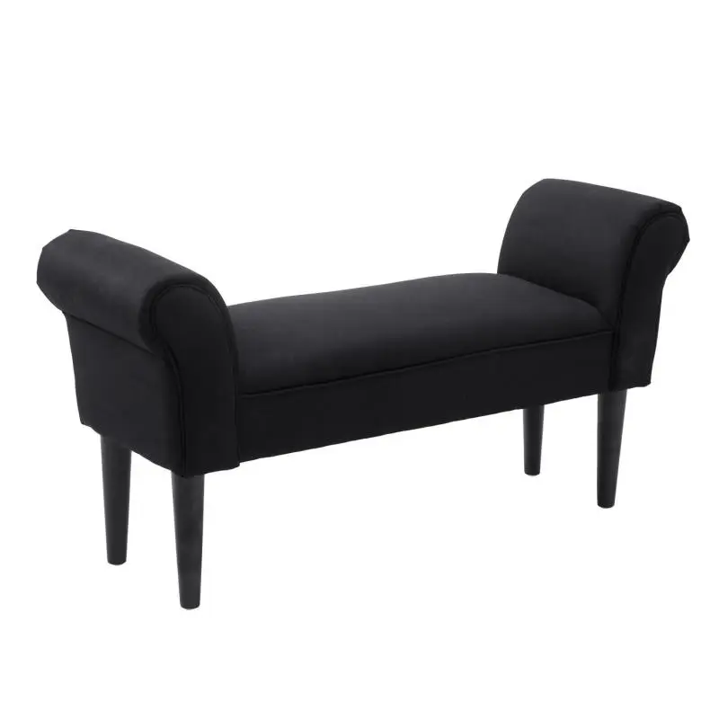 Black Upholstered Bench, 102 cm