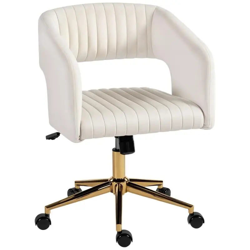 Swivel Office Chair with Velvet-Look Upholstery