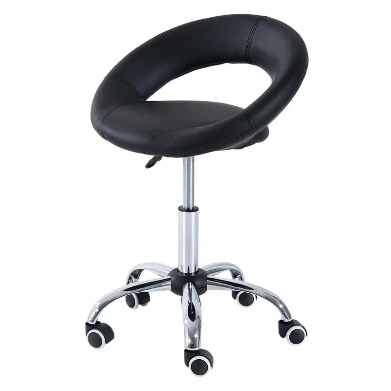 Height-Adjustable Rolling Swivel Stool, Black, 50 × 54 × 66–78 cm