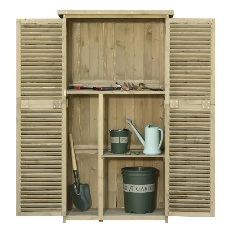 Wooden Garden Storage Cabinet with Asphalt Roof, Grey, 87 × 46.5 × 160 cm