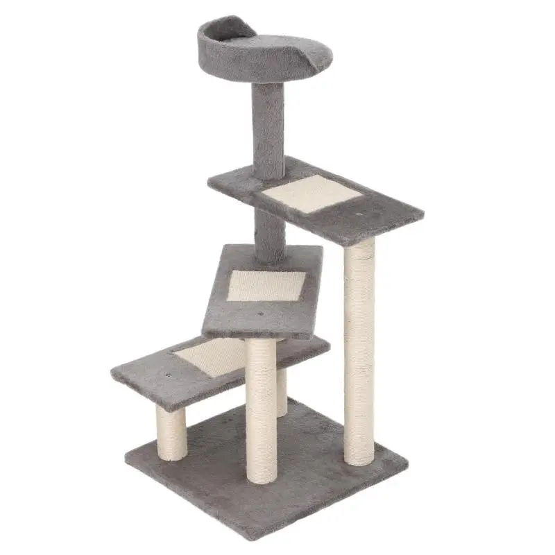 100 cm Cat Tree with Sisal Posts, Beige and Grey