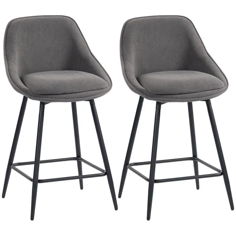 Set of 2 Bar Stools, Grey