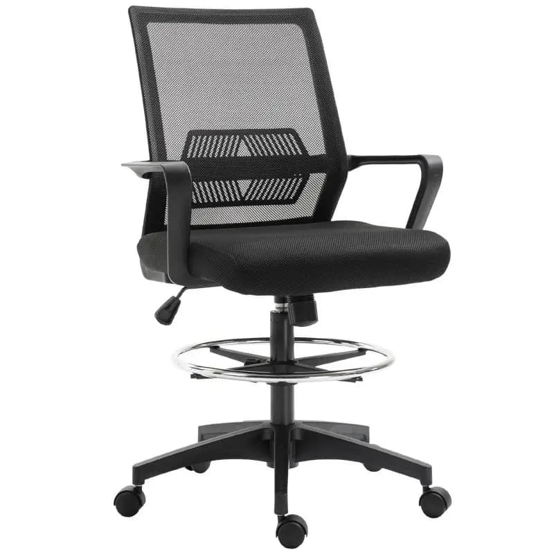 Height-Adjustable Office Chair with Footrest