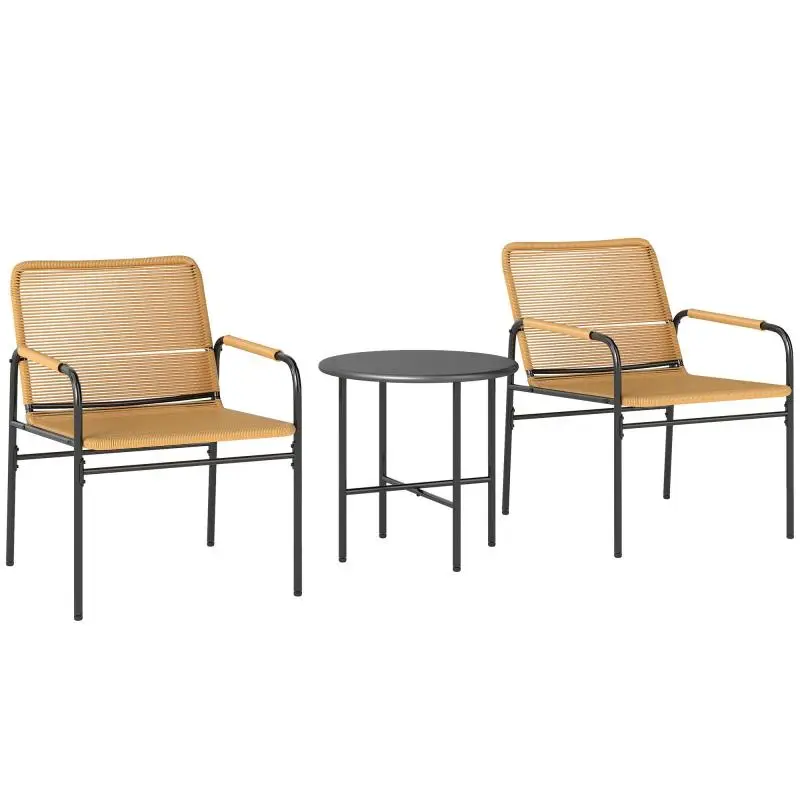 3-Piece Rattan Bistro Set, Yellow