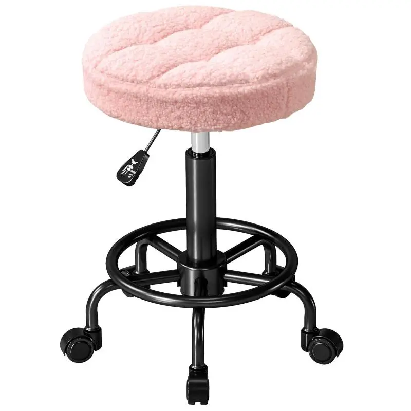 Height-Adjustable Swivel Stool, Pink