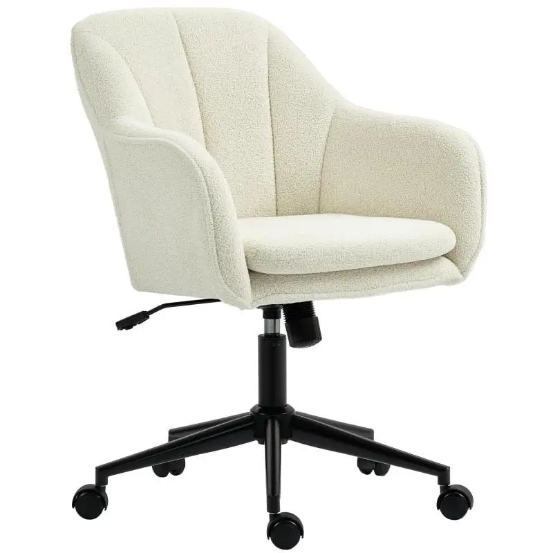 Office Vanity Chair with Curved Backrest, Beige