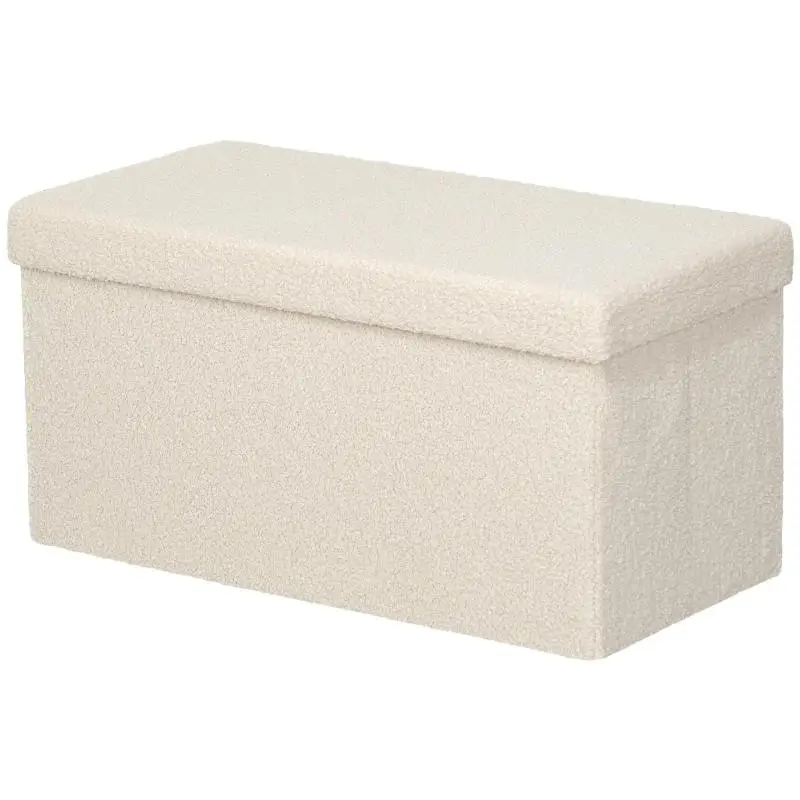 Storage Stool with Lid, Cream White