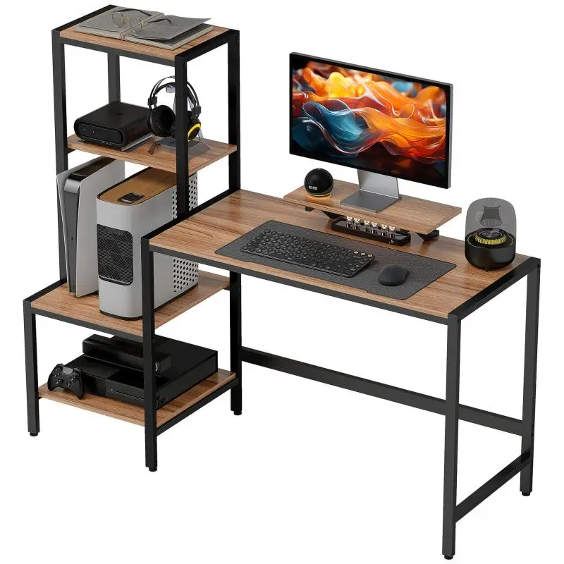 Computer Desk with 4-Tier Shelf