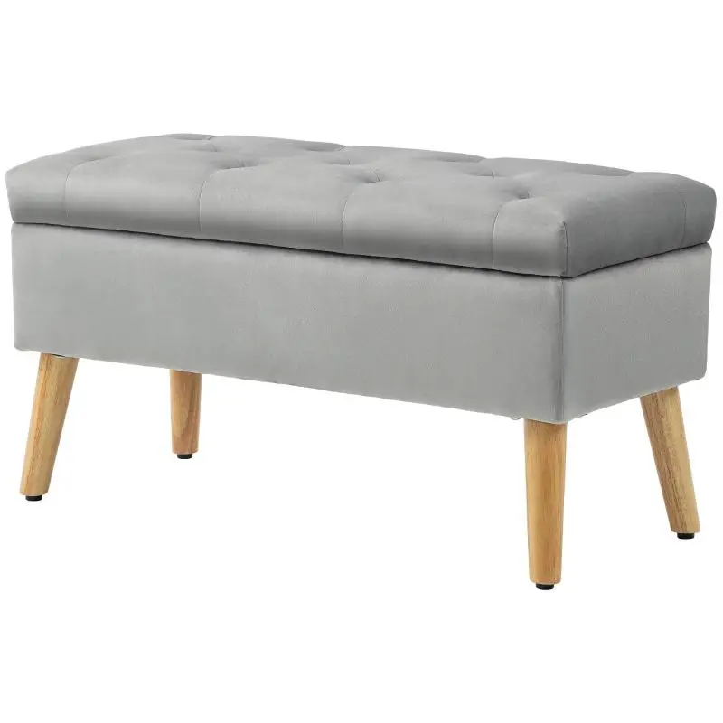 Upholstered Storage Bench, Grey, 80 cm