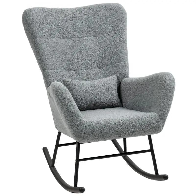 Rocking Chair with Lumbar Cushion, Grey