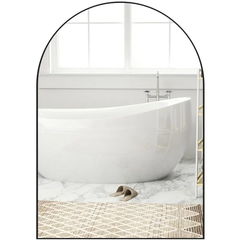Curved Bathroom Mirror, Black, 50 x 70 cm