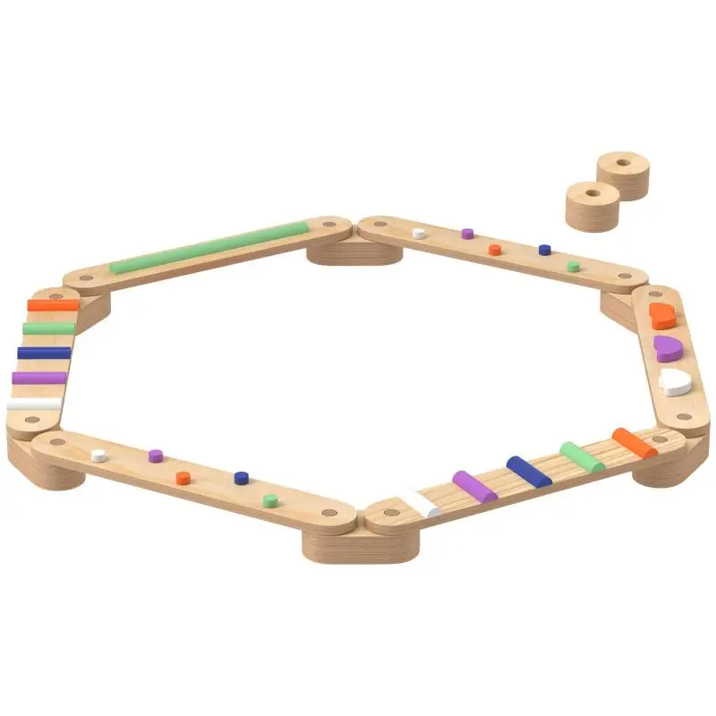 Wooden Balance Beam Set for Children, Multicoloured